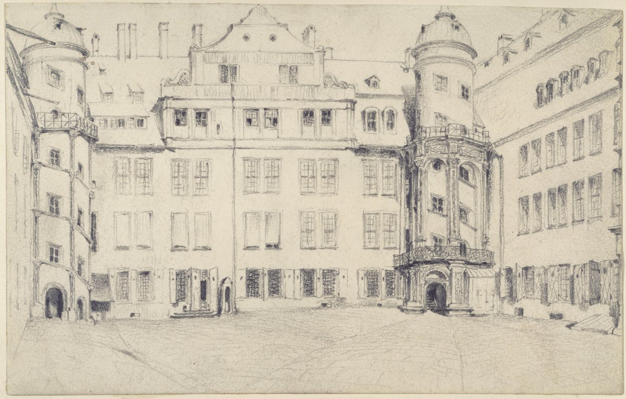The West Side of the Great Castle Courtyard in Dresden by Adolph Menzel