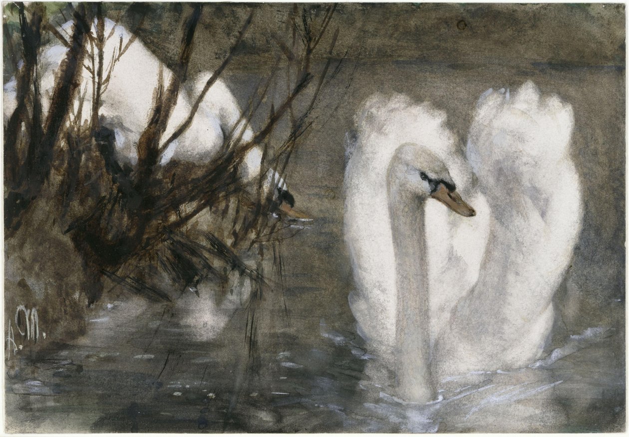 The Two Swans. From the „Kinderalbum“ by Adolph Menzel