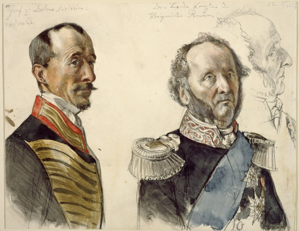 Dr. von Zander and Count zu Dohna-Schlodien. Study for the Painting "Coronation of Wilhelm I in Königsberg" by Adolph Menzel