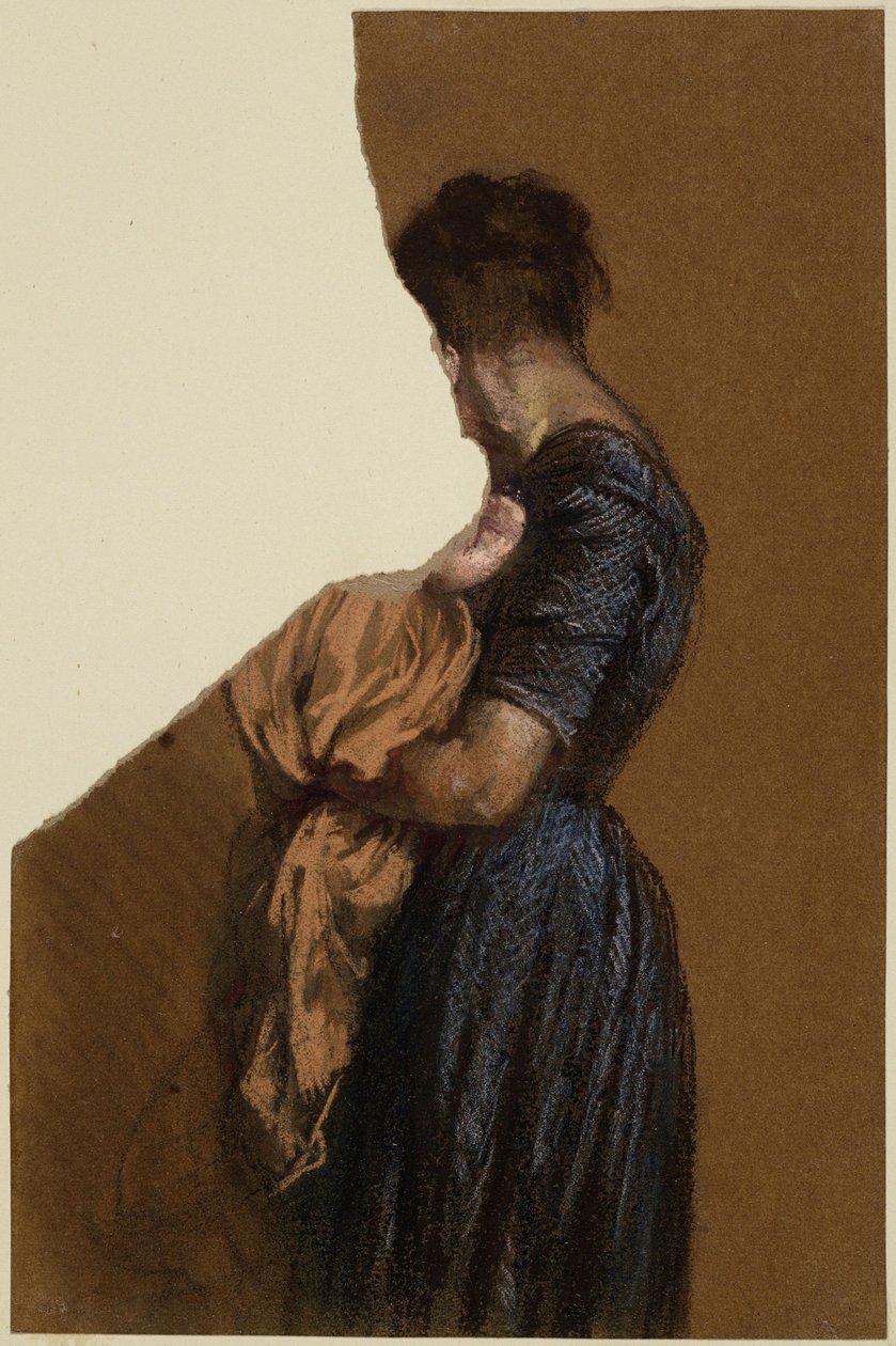 Woman Holding a Toddler in Her Arms by Adolph Menzel