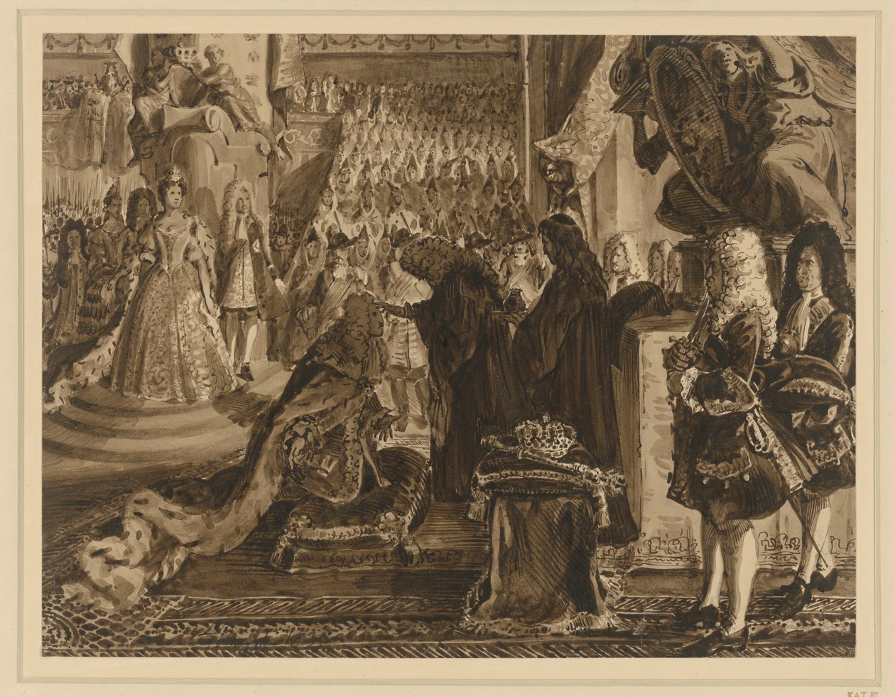 Friedrich I, King of Prussia, anointed in Königsberg on January 18, 1701. Design for the "Memoirs from the Brandenburg-Prussian History" by Adolph Menzel