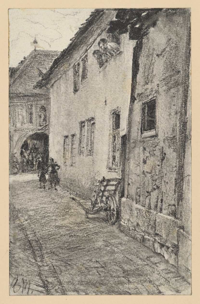 Street with View of a Round-Arched House Passage by Adolph Menzel