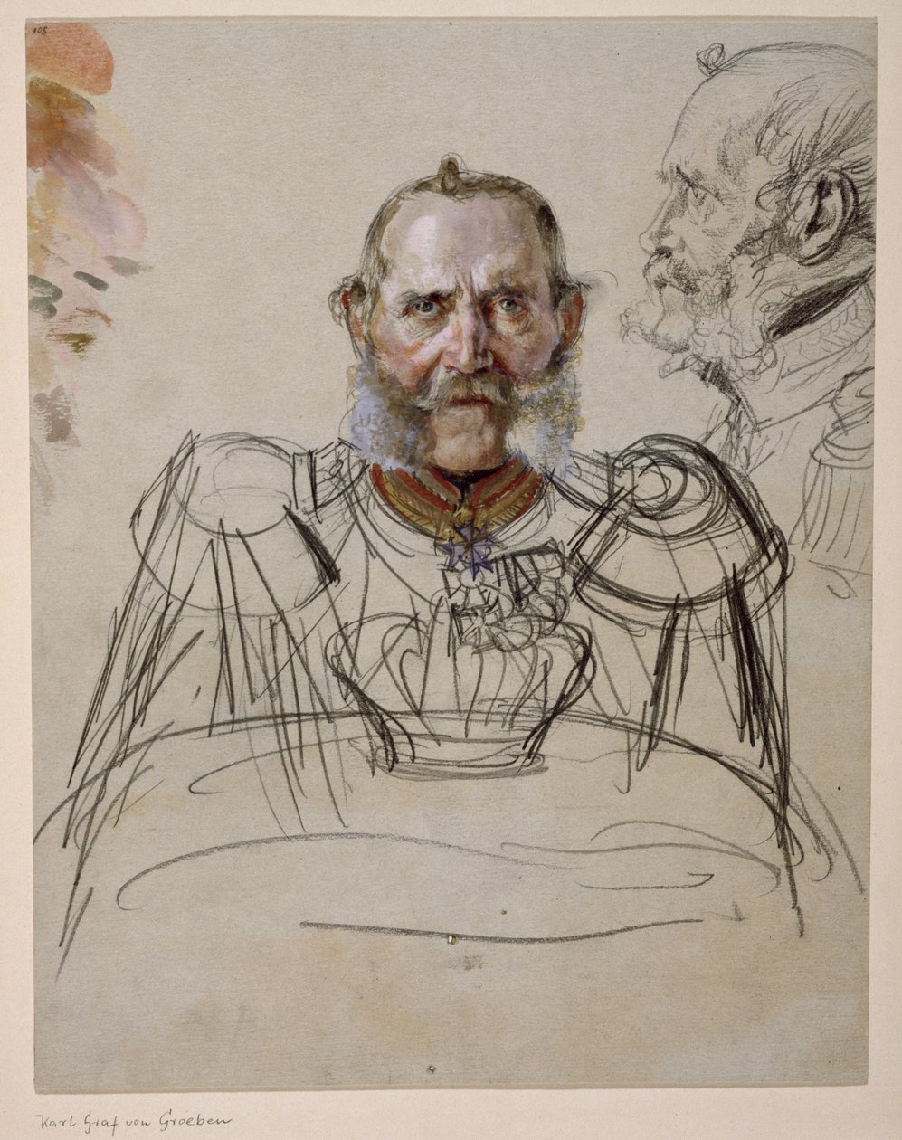 General Karl Count von der Groeben. Study for the Painting “Coronation of Wilhelm I in Königsberg” by Adolph Menzel