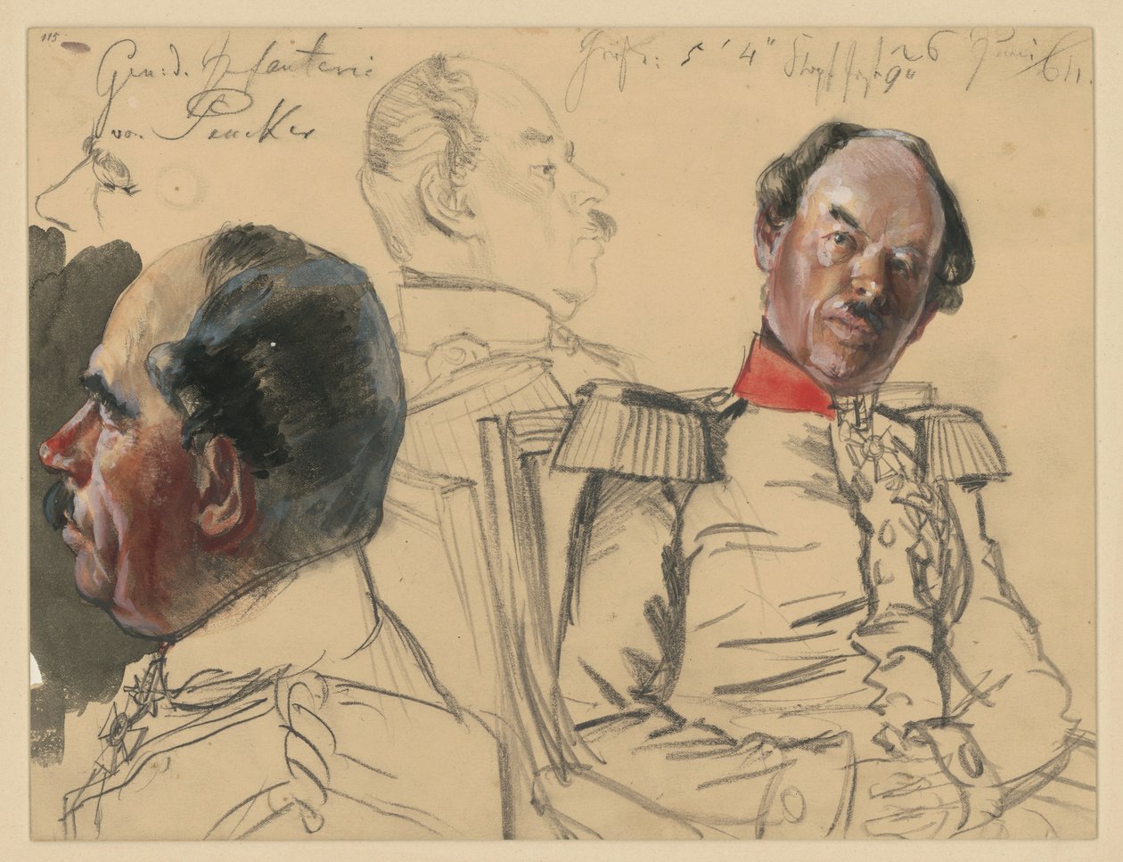 General of the Infantry Eduard von Peucker, Portrait Studies for "The Coronation of Wilhelm I in Königsberg" by Adolph Menzel