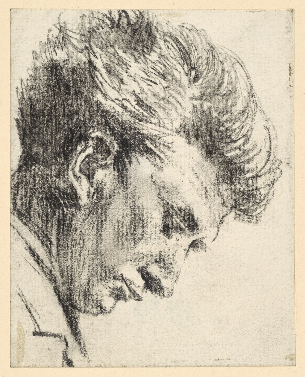 Profile of a Downward Looking Man by Adolph Menzel