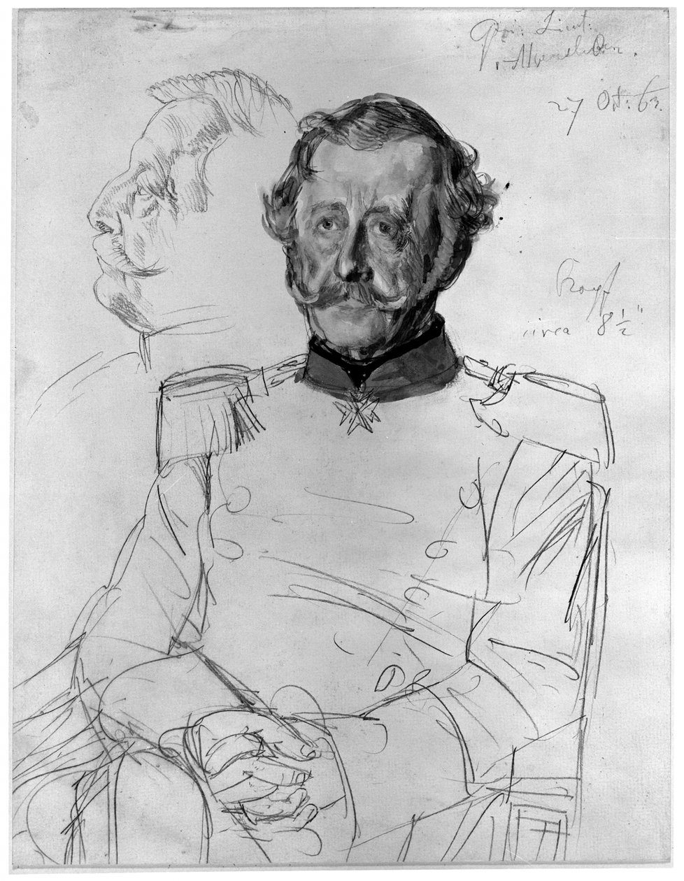 Gustav von Alvensleben. Study for the Painting "Coronation of Wilhelm I in Königsberg" by Adolph Menzel