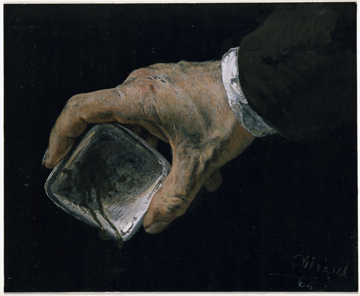 Hand of the Artist with Paint Dish by Adolph Menzel