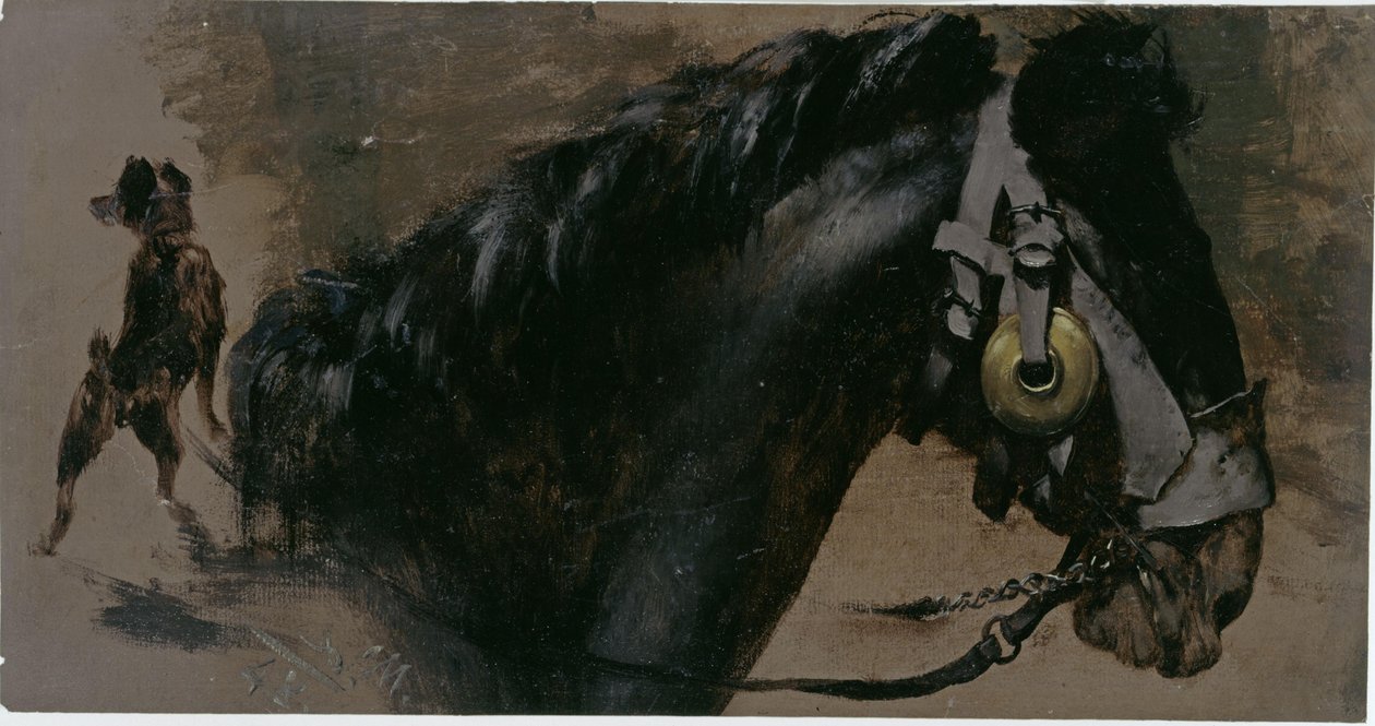 Head of a Horse and Dog by Adolph Menzel