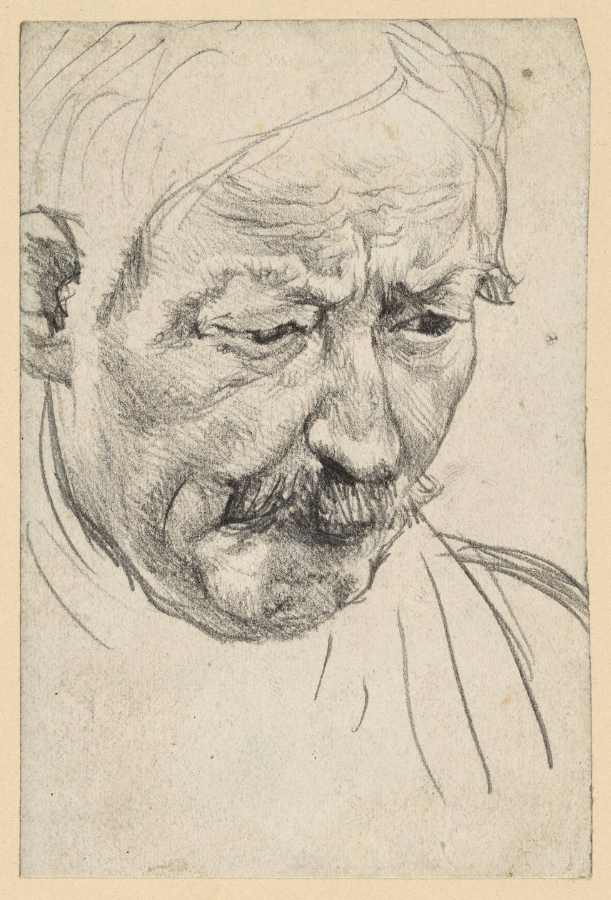 Head of an Older Man with a Moustache by Adolph Menzel