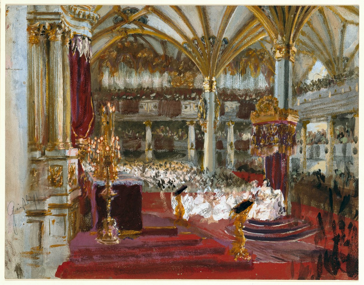 Coronation of Wilhelm I in the Castle Church at Königsberg, 1861 by Adolph Menzel