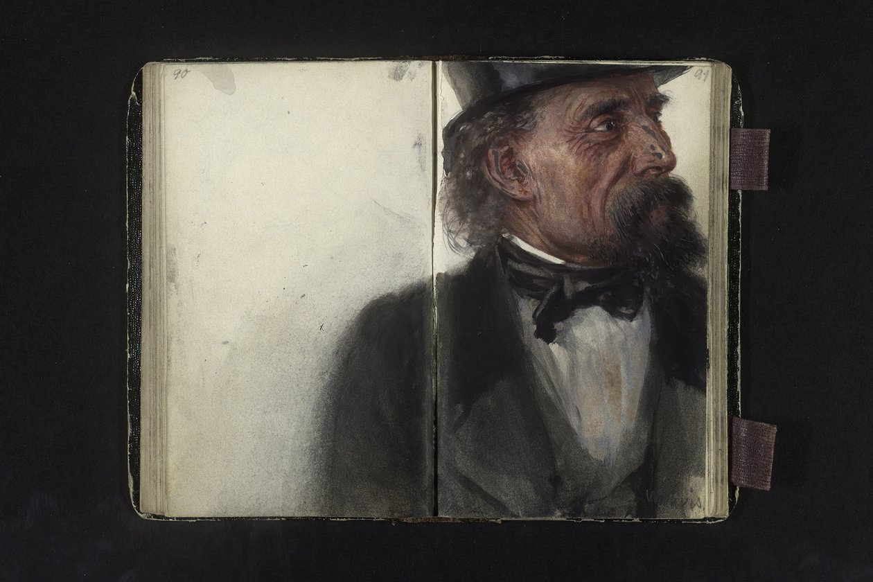 Portrait of a Man with Top Hat by Adolph Menzel