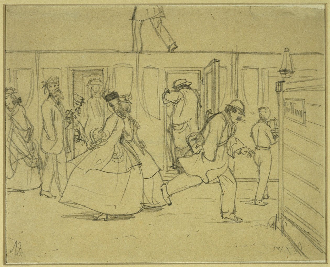 Travellers at the Railway Station ("For Gentlemen") by Adolph Menzel