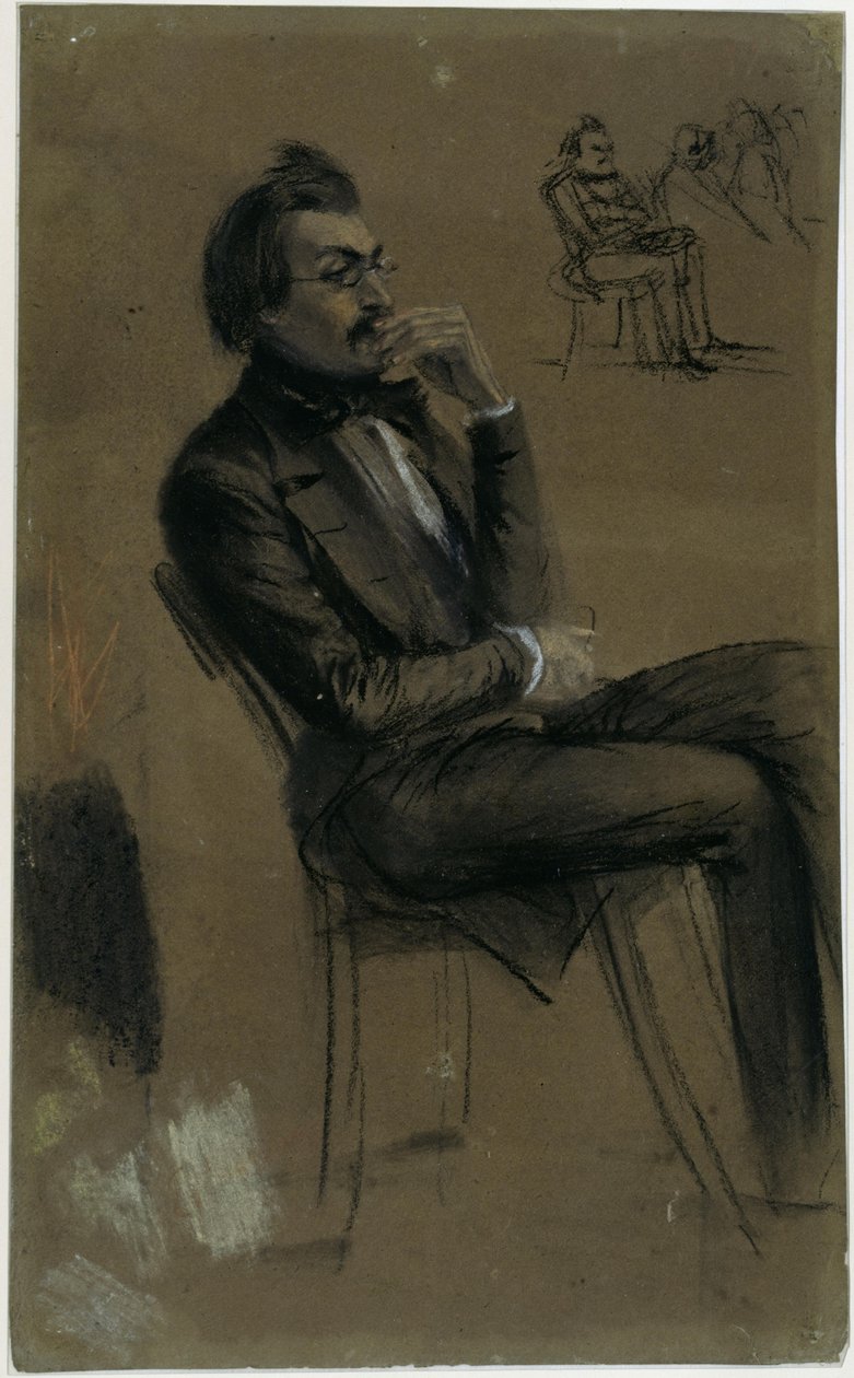 Seated Noble Young Gentleman, Attentively Listening by Adolph Menzel