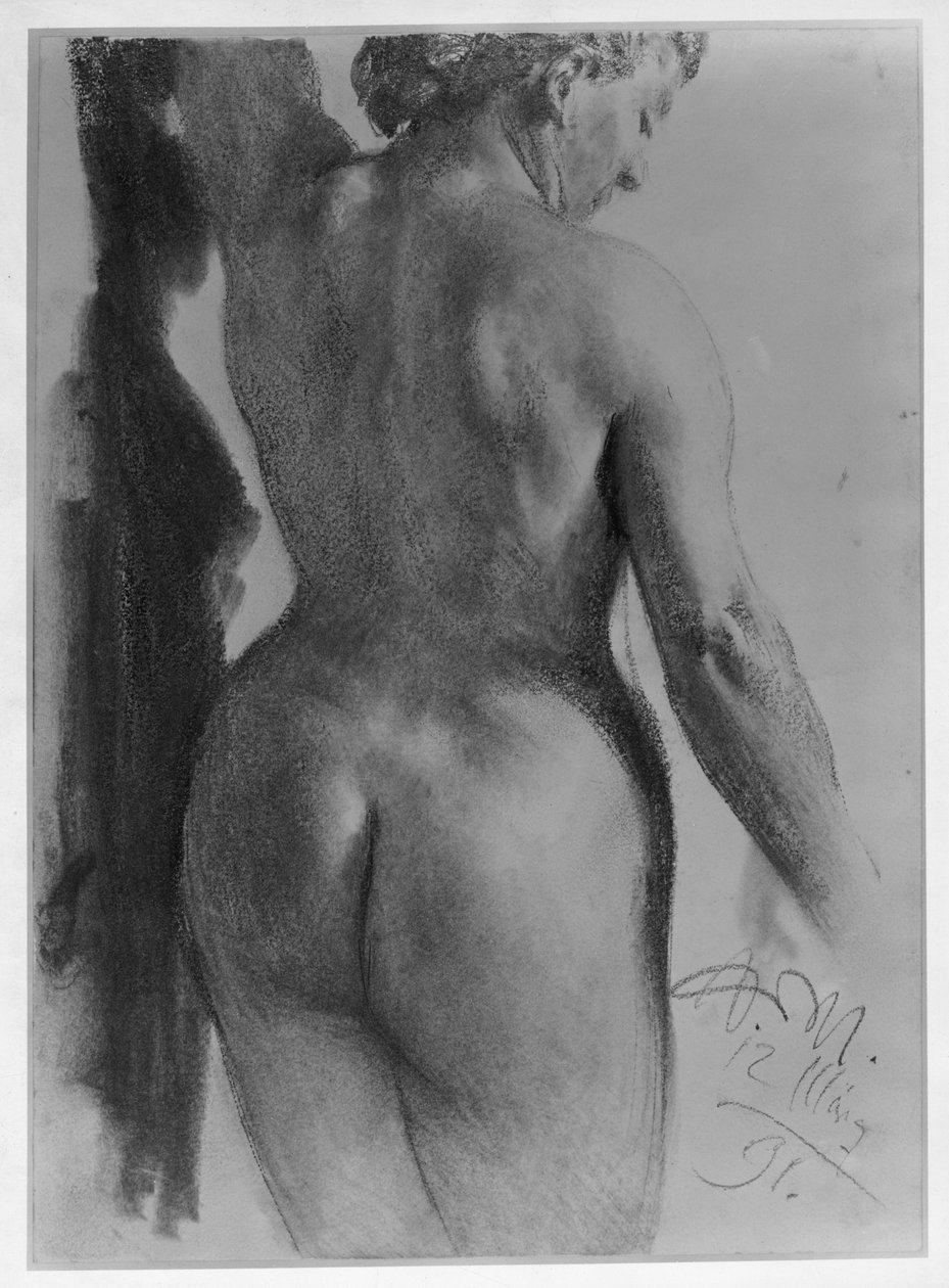 Standing Female Nude Seen from the Back by Adolph Menzel