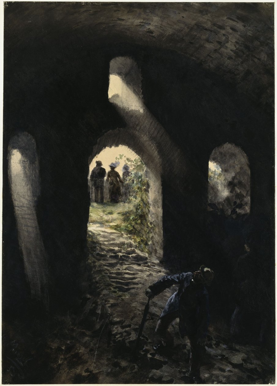 Tourists in the Ruins of Rheinfels by Adolph Menzel