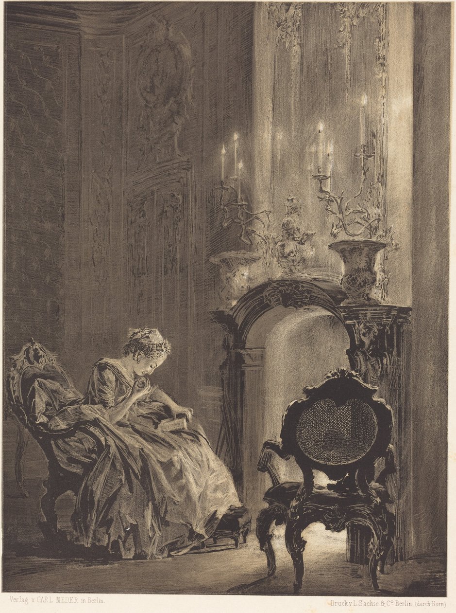 Woman before a Fire by Adolph Menzel