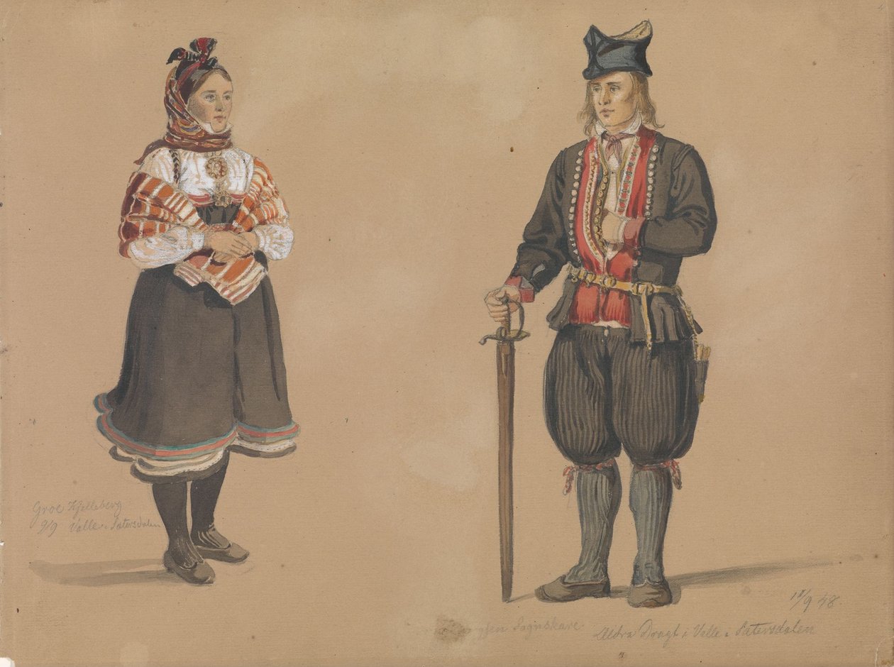 Gro Kjelleberg; Bjugen Sagneskare, Valle by Adolph Tidemand