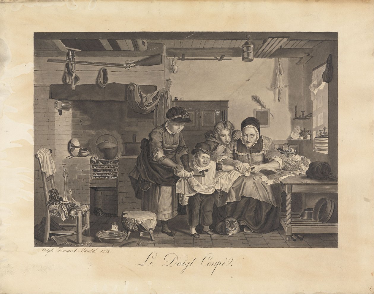 The Cut Finger by Adolph Tidemand
