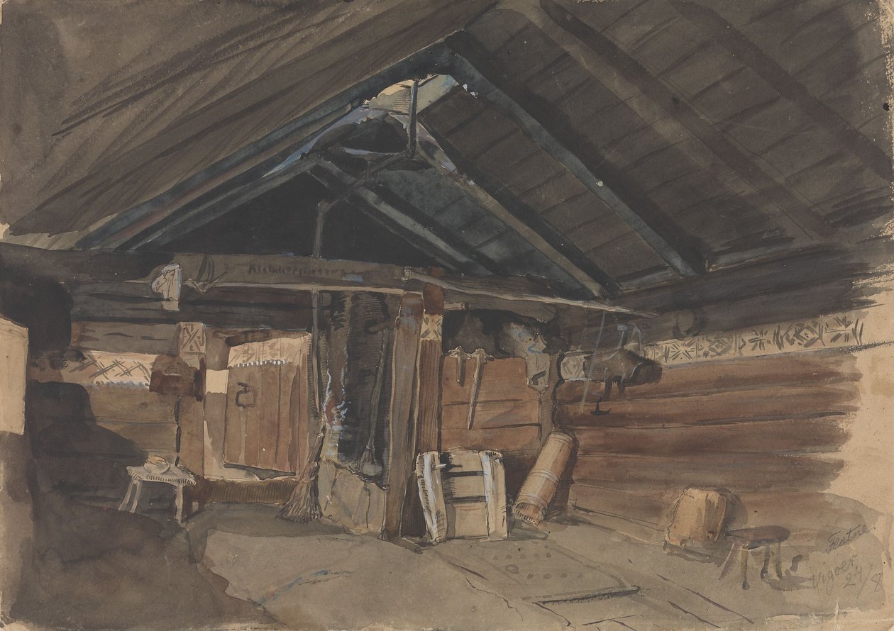 Smokehouse, Kvam Rectory, Vikøy by Adolph Tidemand