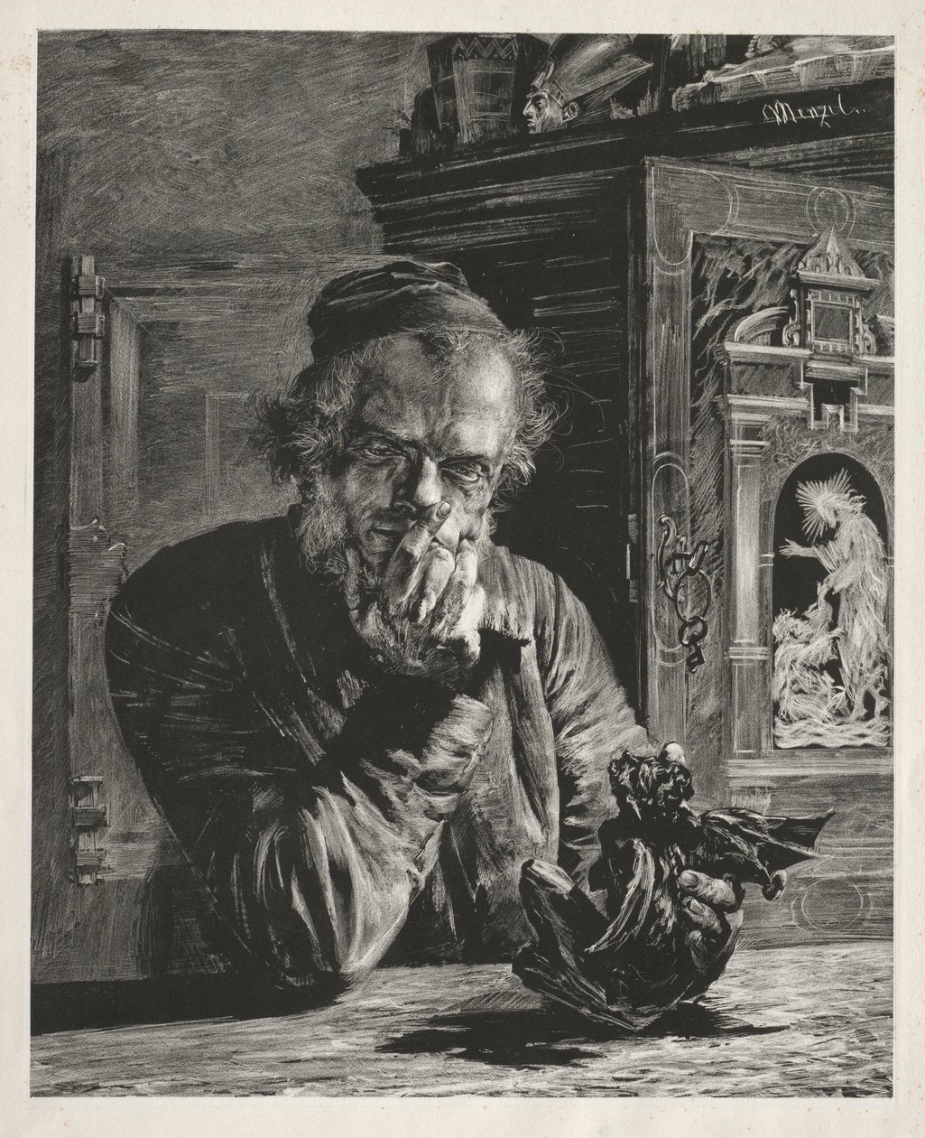 The Antiquary - Self-Portrait by Adolph Menzel