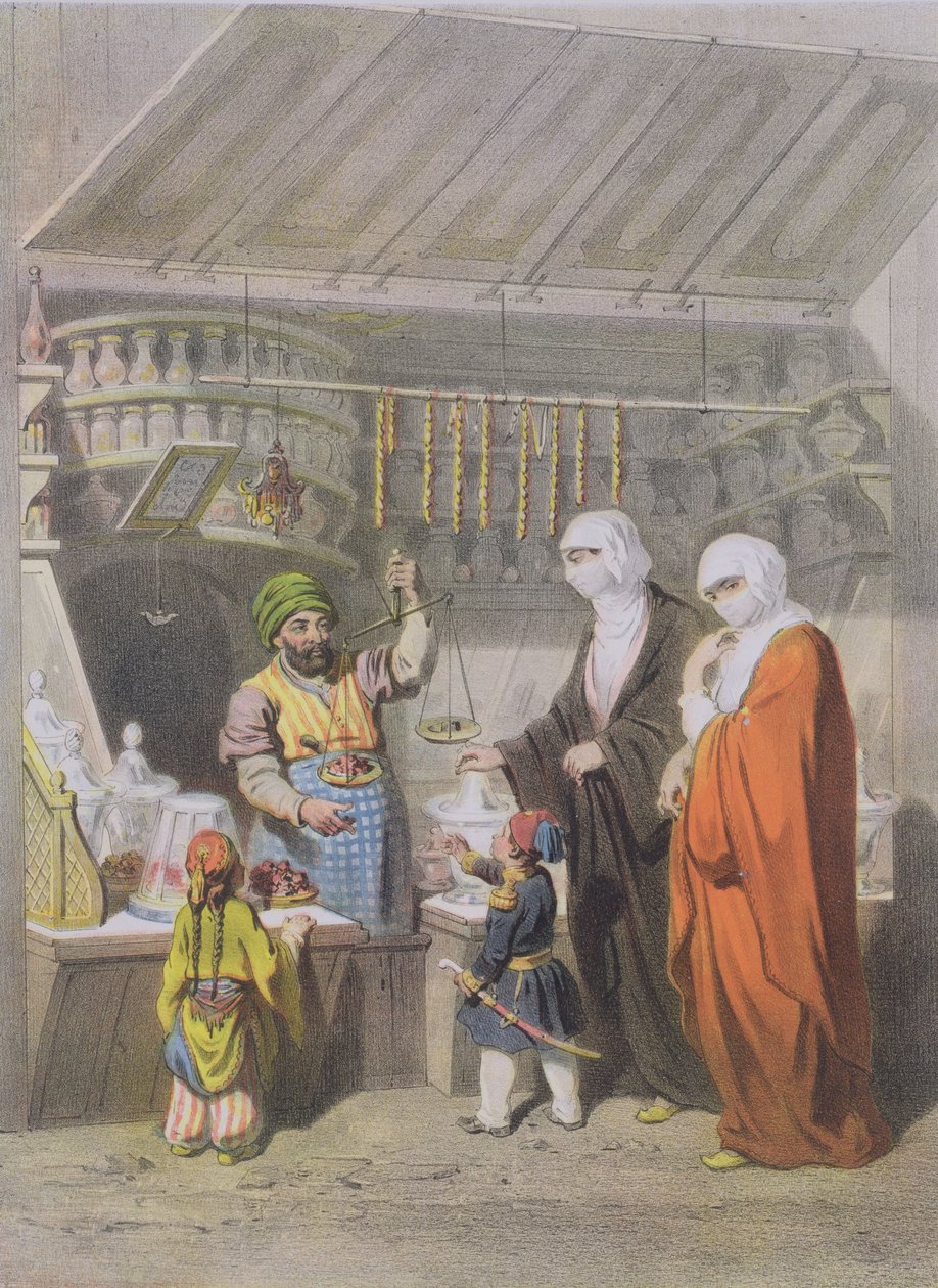 Stallholder Selling Spiced Delicacies at the Bazaar by Adolphe Jean-Baptiste Bayot
