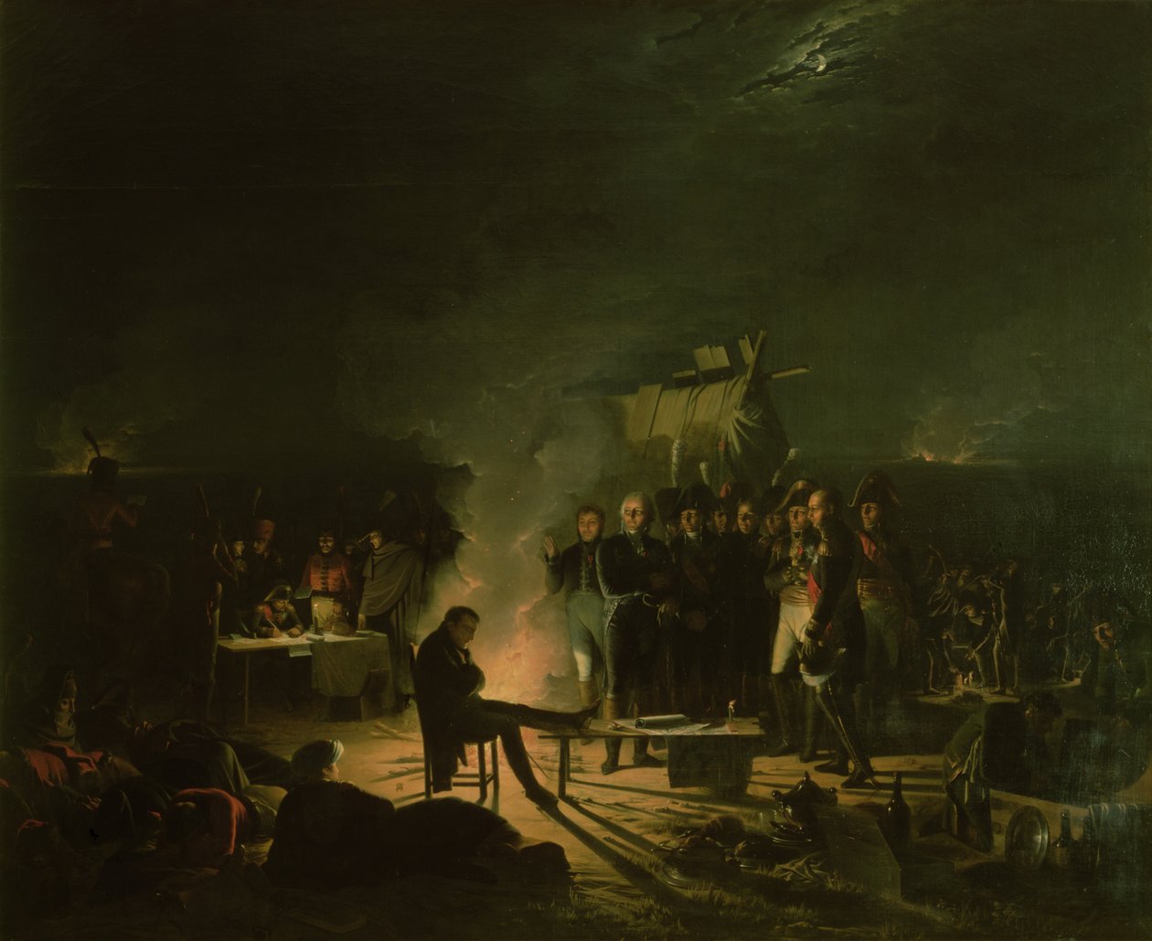 Bivouac of Napoleon I on the Battlefield of the Battle of Wagram, 5th-6th July 1809, 1810 by Adolphe Roehn
