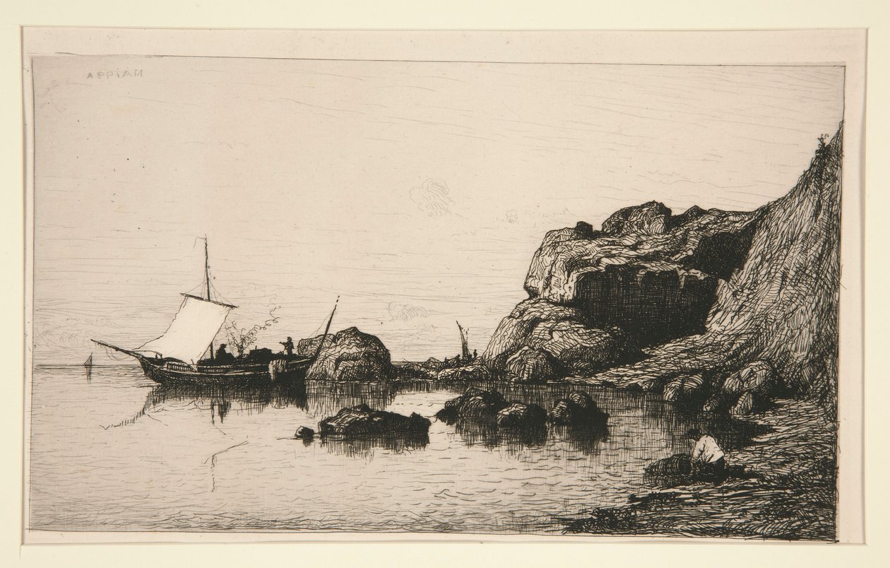 Fishing Boat Docking at the Rocks of Collioure (Eastern Pyrenees) by Adolphe Appian