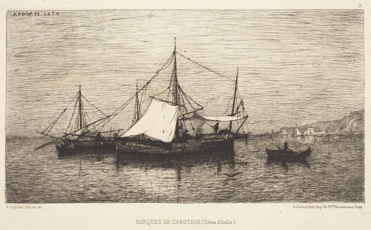Coastal Barges by Adolphe Appian