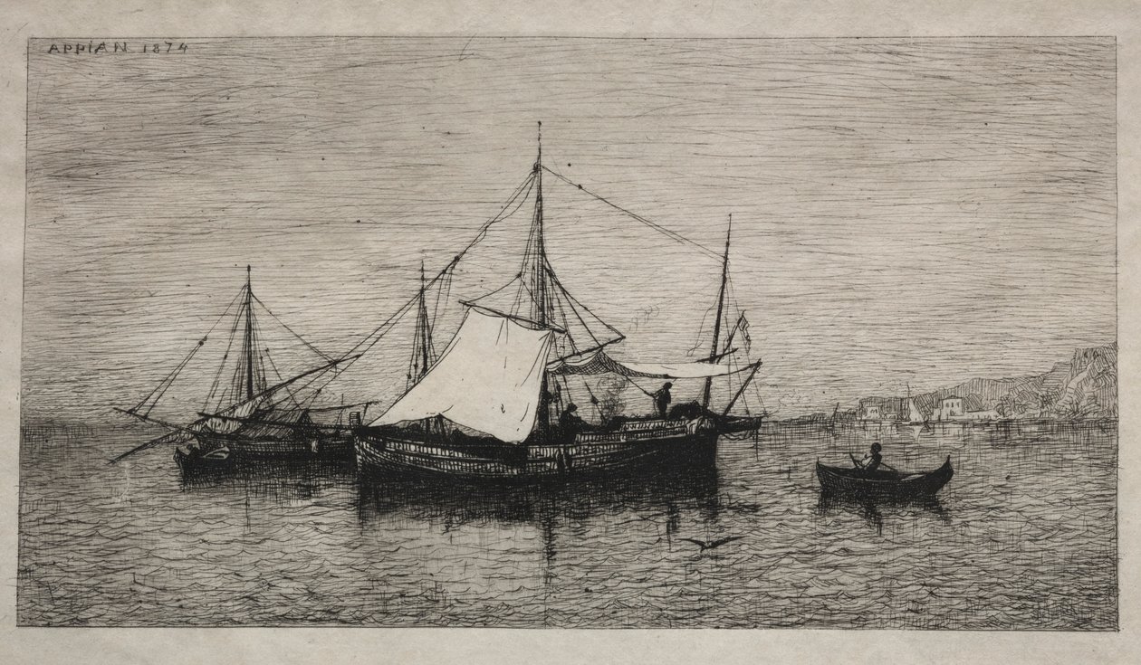 Boats of Cabotage Coasts of Italy, 1874 by Adolphe Appian