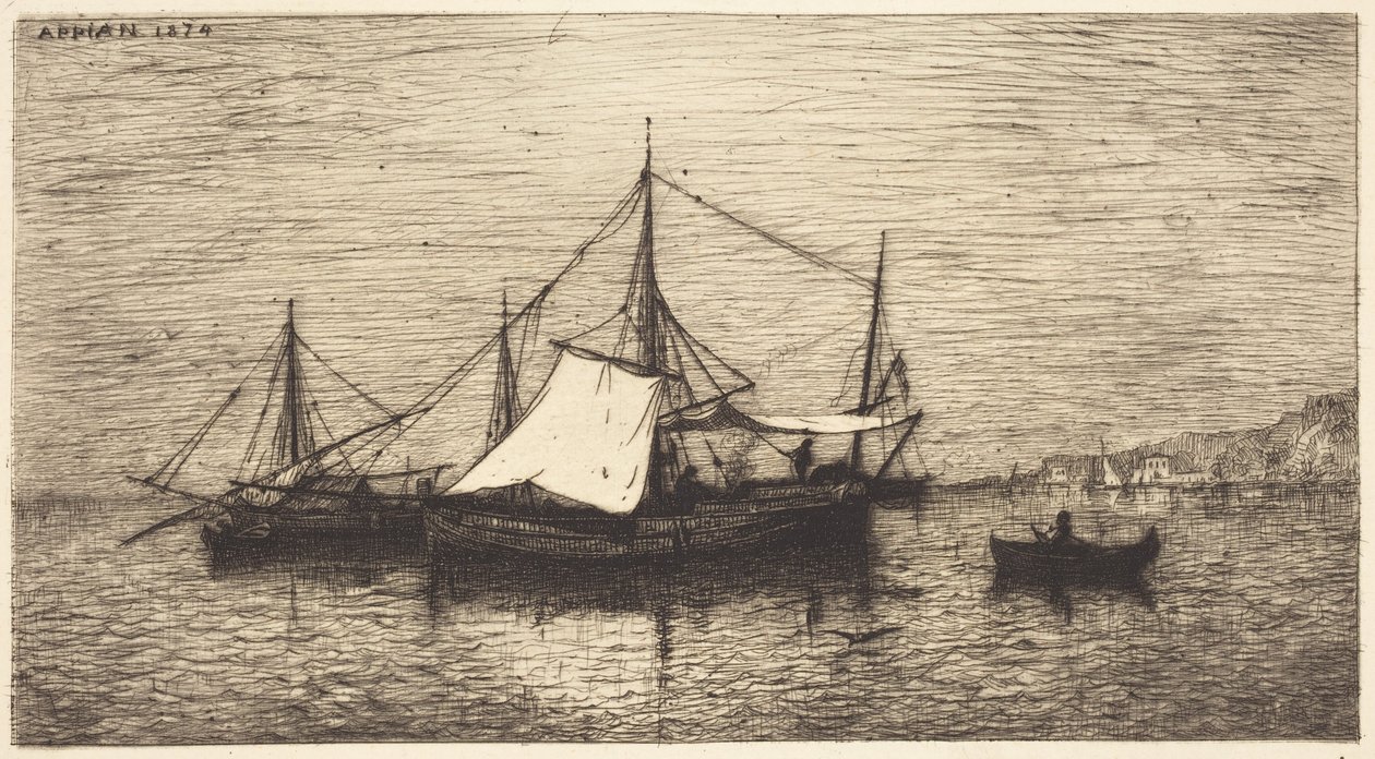 Coasting Trade Vessels, Italy by Adolphe Appian