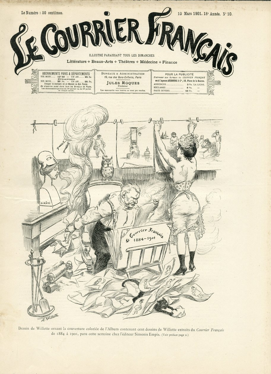 Illustration for the Cover of Le Courrier francais by Adolphe Leon Willette