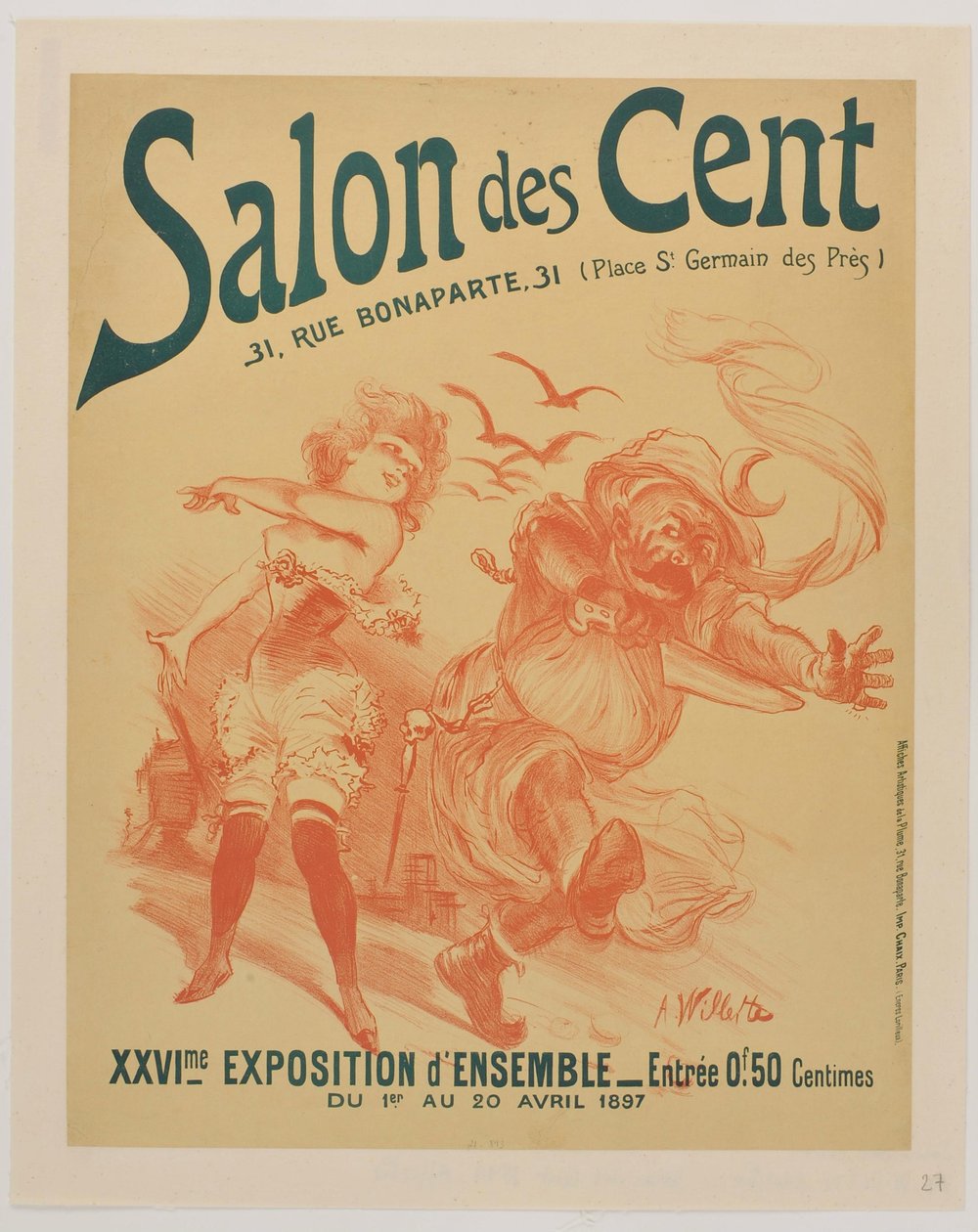 Salon des Cent. April 1897 by Adolphe Leon Willette