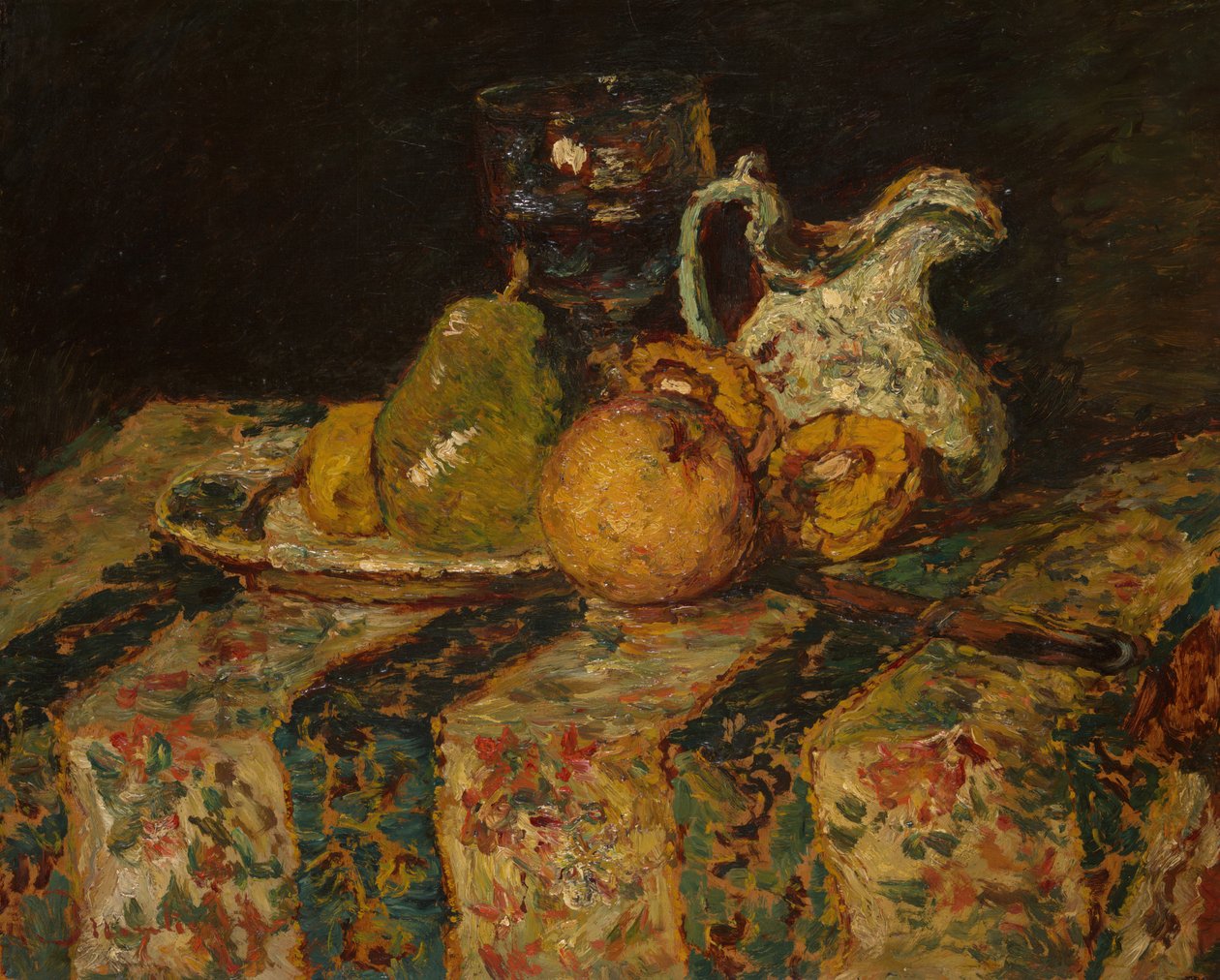 Still Life with Fruit and Wine Jug by Adolphe Monticelli