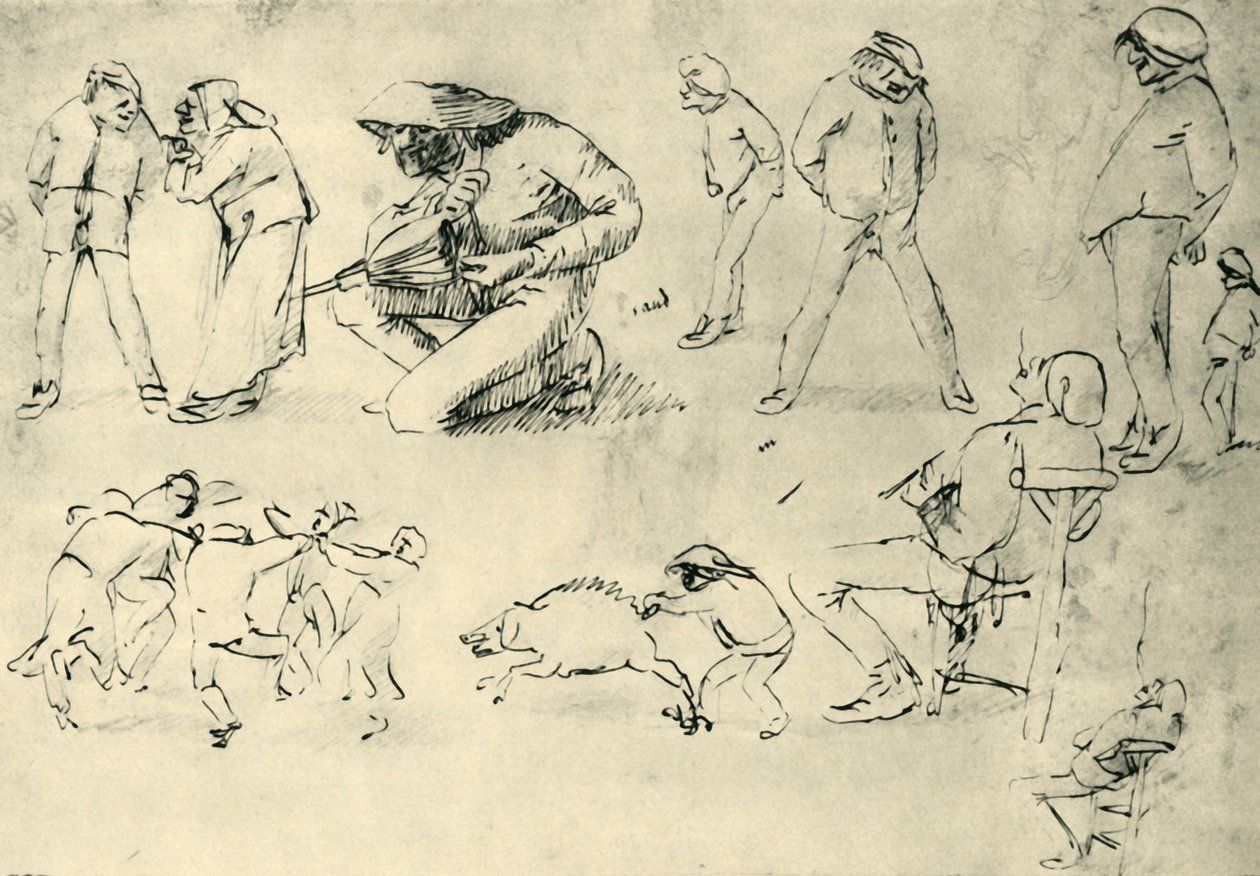 Studies of figures, early 17th century by Adriaen Brouwer