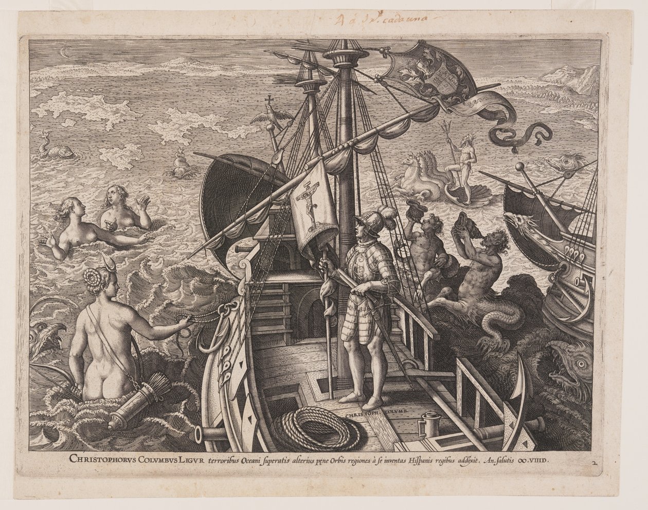 Christopher Columbus on His Ship, from The Discovery of America by Adriaen Collaert