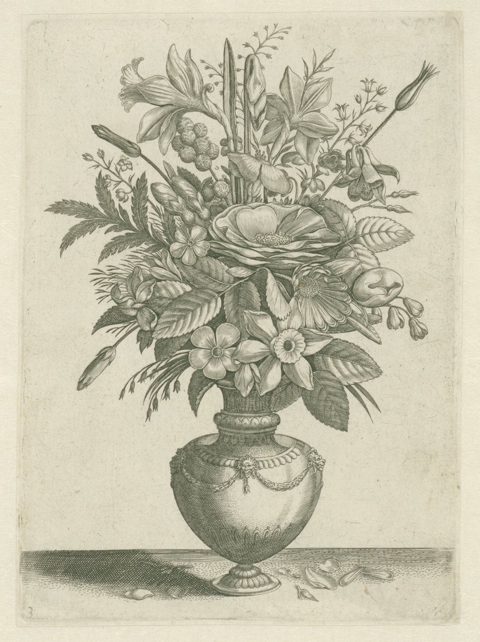 Vase with Flowers, Including Daffodils (Florilegium) by Adriaen Collaert