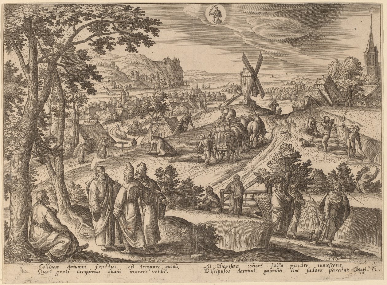 The Plucking of Ears of Corn on Sabbath Day by Adriaen Collaert after Hans Bol