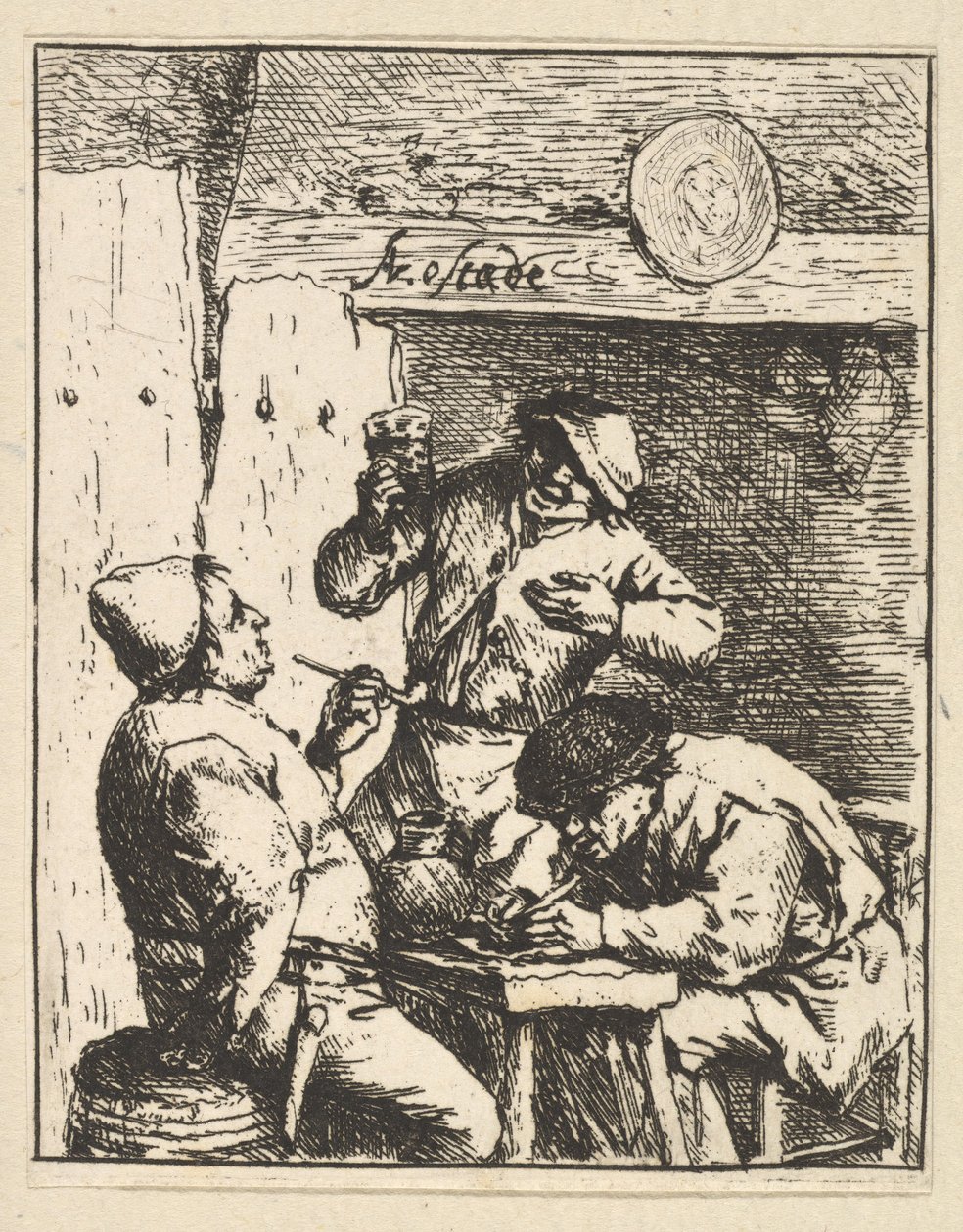 Singer Standing Between Two Smokers, 1610-85 by Adriaen Jansz. van Ostade