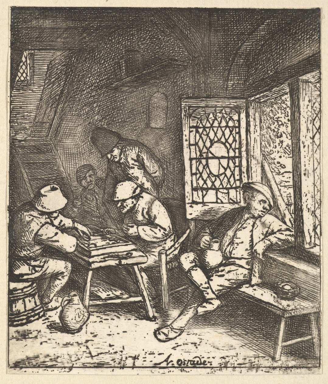 Tric Trac Players, 1610-85 by Adriaen Jansz. van Ostade
