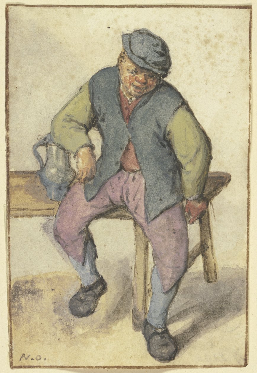 Peasant Sitting on a Table by Adriaen van Ostade
