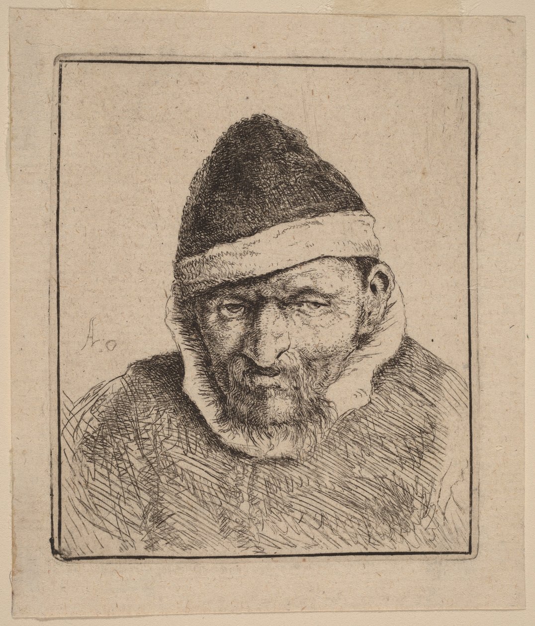 Bust of a Peasant in a Pointed Fur Cap by Adriaen van Ostade