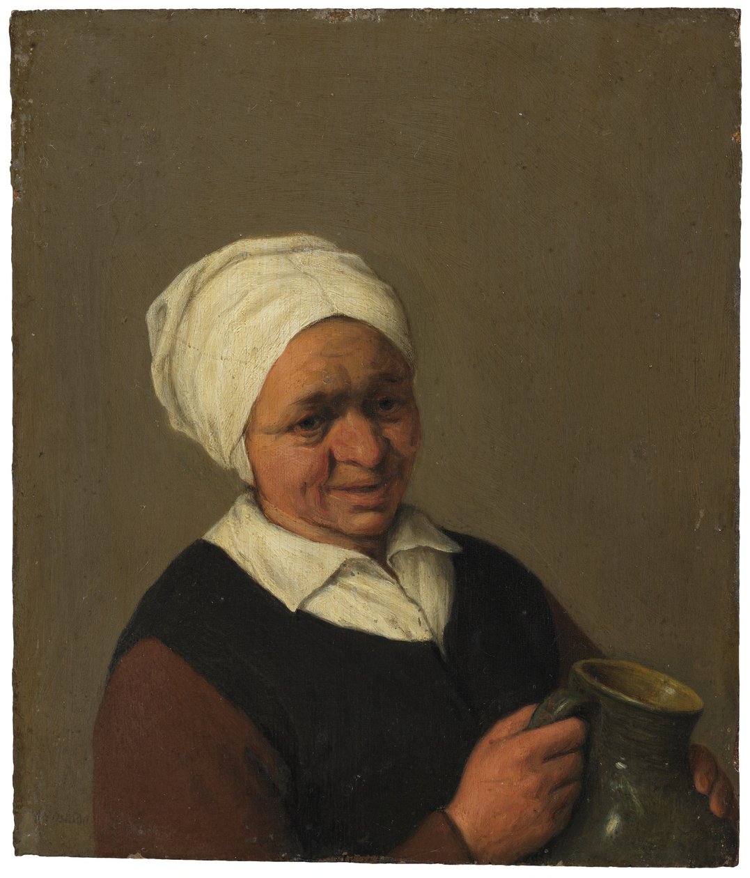 Bust of an Old Peasant Woman Holding a Jug by Adriaen van Ostade