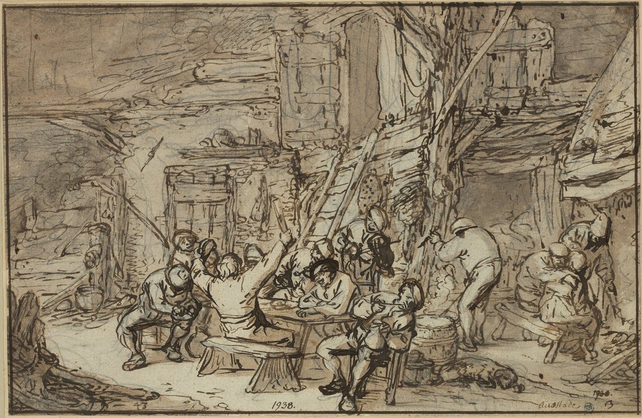 Carousing Peasants in a Tavern with a Fiddler by Adriaen van Ostade