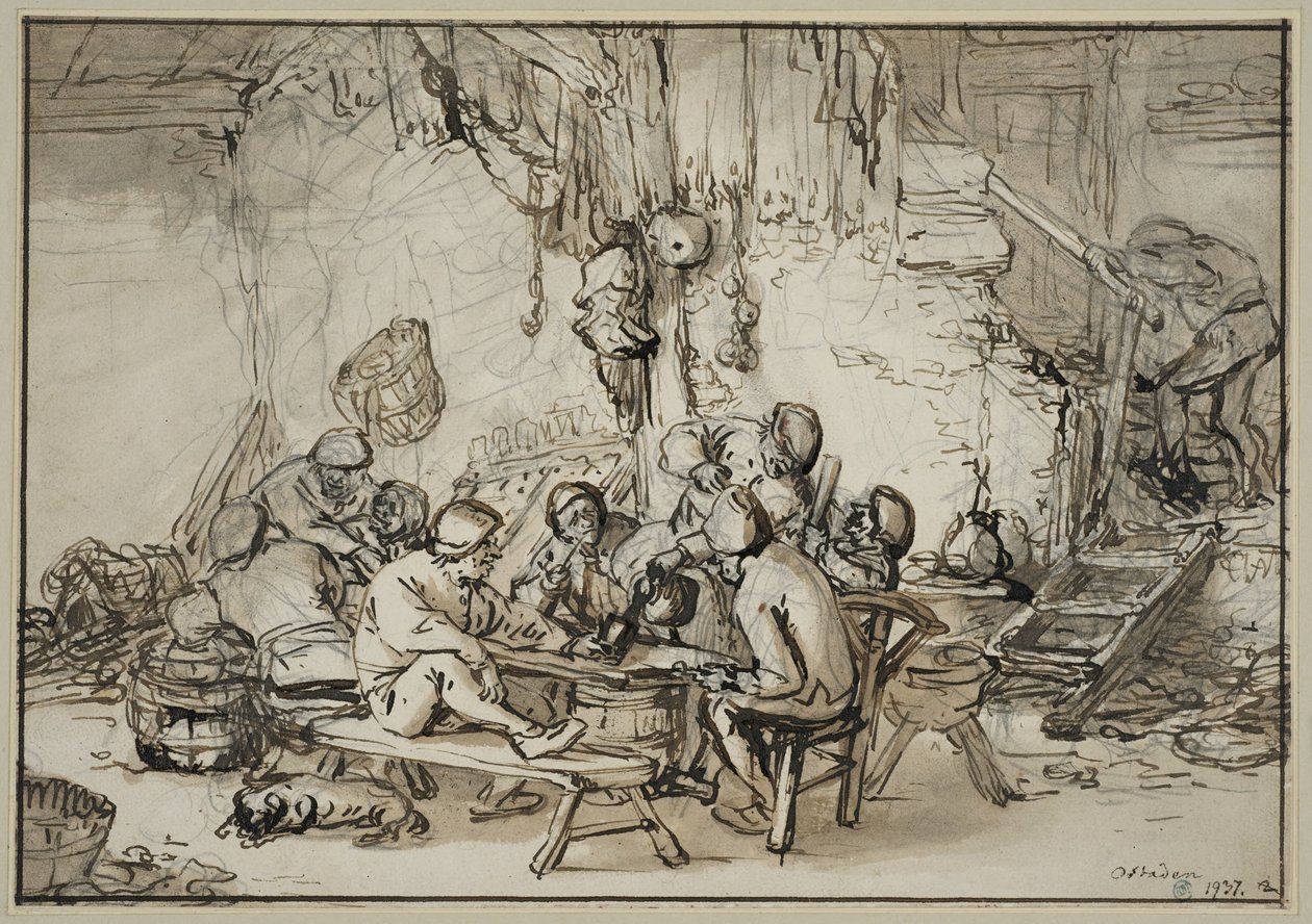 Interior of a Tavern by Adriaen van Ostade