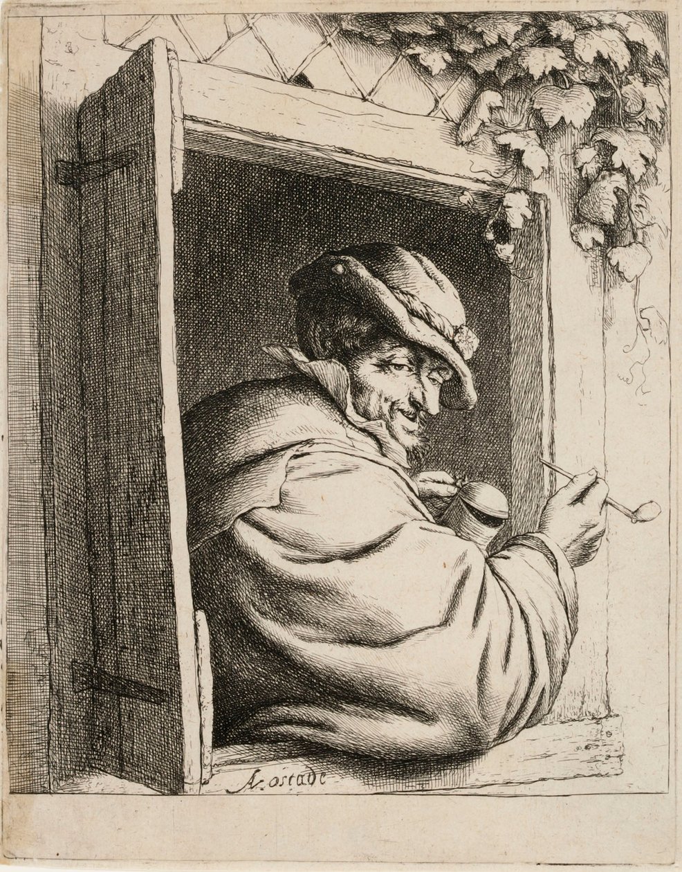Pipe Smoker at the Window by Adriaen van Ostade