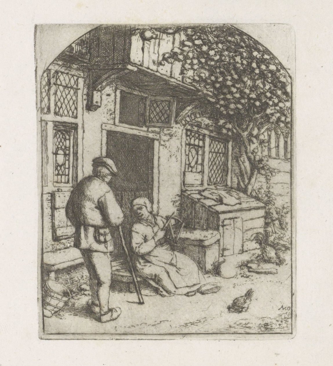Spinster on the Threshold of a House by Adriaen van Ostade