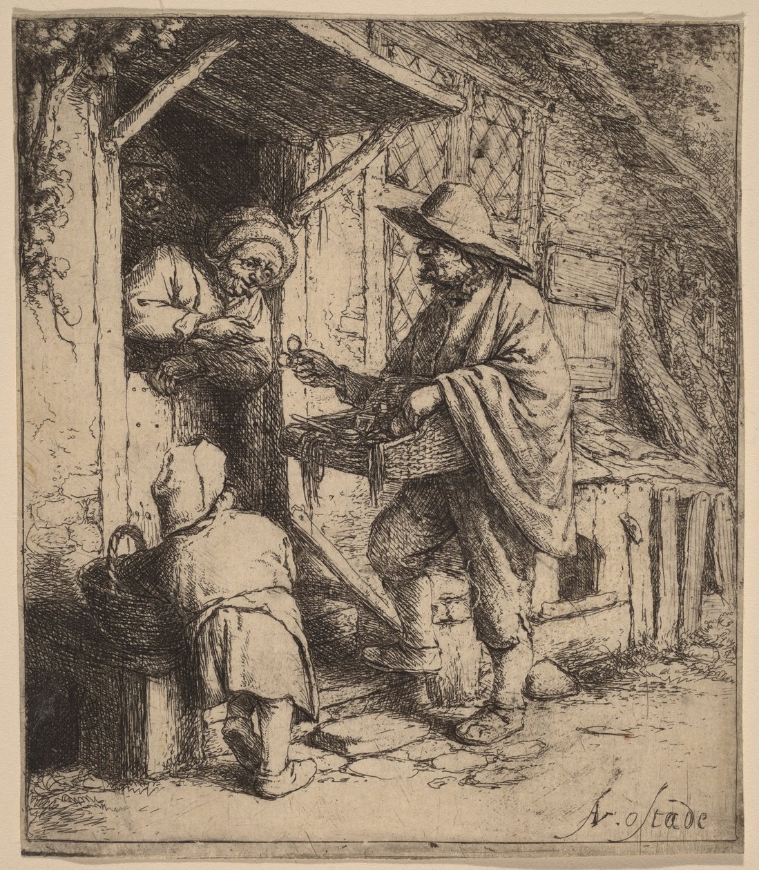 Street Vendor Selling Spectacles at the Door by Adriaen van Ostade