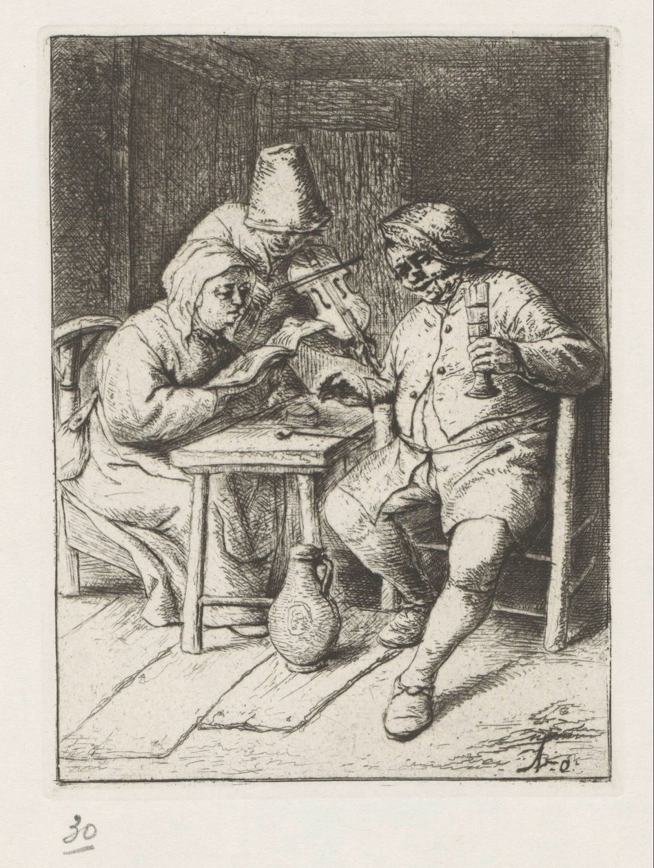 Violin Player and a Singing Man and Woman by Adriaen van Ostade