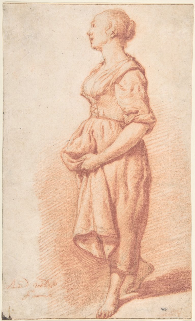 A Young Girl Walking to the Left by Adriaen van de Velde