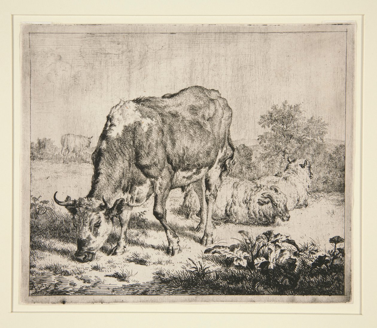 The Pied Ox and the Three Sheep by Adriaen van de Velde